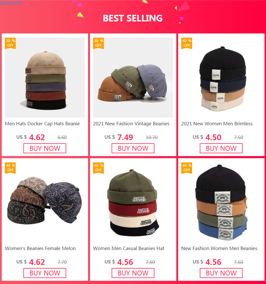 Men Hats Docker Cap Hats Beanie Sailor Cap Worker Hat Rolled Cuff Retro Brimless Hat with Adjustable