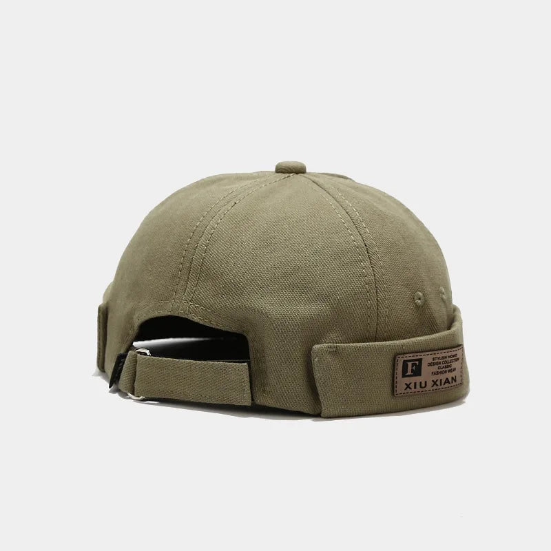Men Hats Docker Cap Hats Beanie Sailor Cap Worker Hat Rolled Cuff Retro Brimless Hat with Adjustable