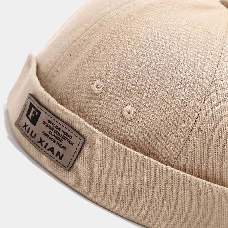 Men Hats Docker Cap Hats Beanie Sailor Cap Worker Hat Rolled Cuff Retro Brimless Hat with Adjustable