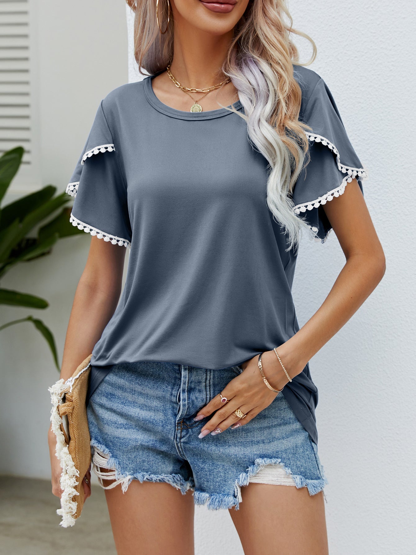 Tulip Sleeve Tassel T-Shirt for Women