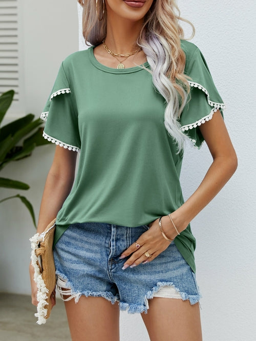 Tulip Sleeve Tassel T-Shirt for Women