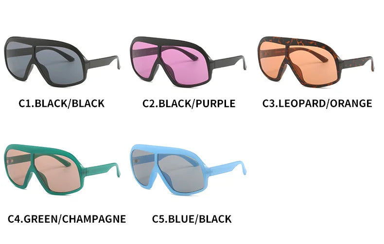 New Oversized One Piece Goggle Sunglasses Women Fashion Brand Big Shield Sun Glasses Men Trendy Luxury Outdoor UV Shades Eyewear