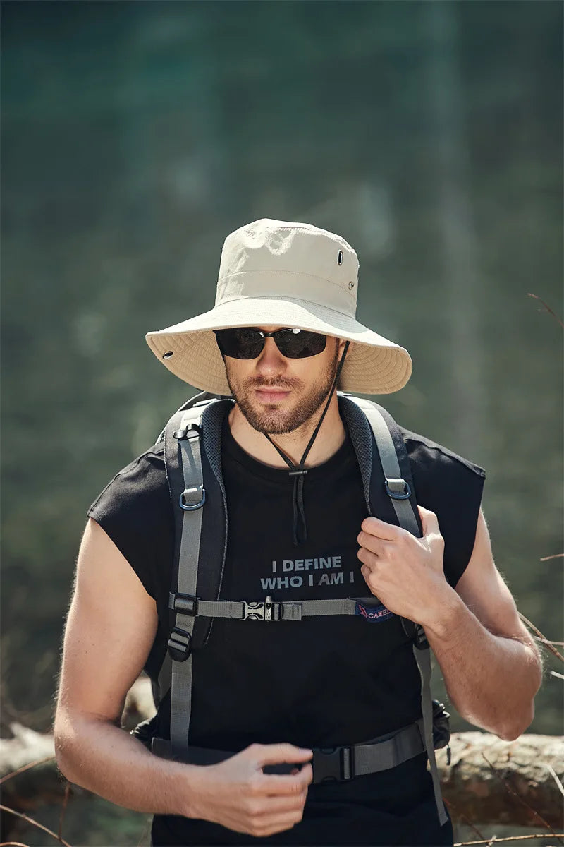 Summer Wide Large Brim Men Fisherman Hat Waterproof UV Protection Sun cap Hiking Fishing Climbing Oversized Safari Bucket Hats