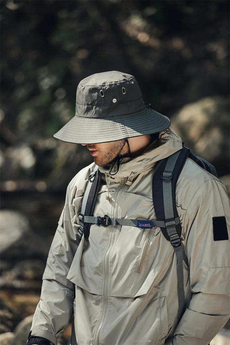 Summer Wide Large Brim Men Fisherman Hat Waterproof UV Protection Sun cap Hiking Fishing Climbing Oversized Safari Bucket Hats