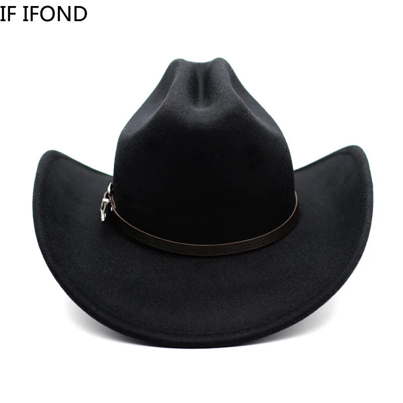 Vintage Western Cowboy Hat - Unisex Leather Wide-Brim Design for Men, Gentlemen, Ladies, Jazz Enthusiasts, Cowgirls, Church Wear, and Sombrero-Inspired Style