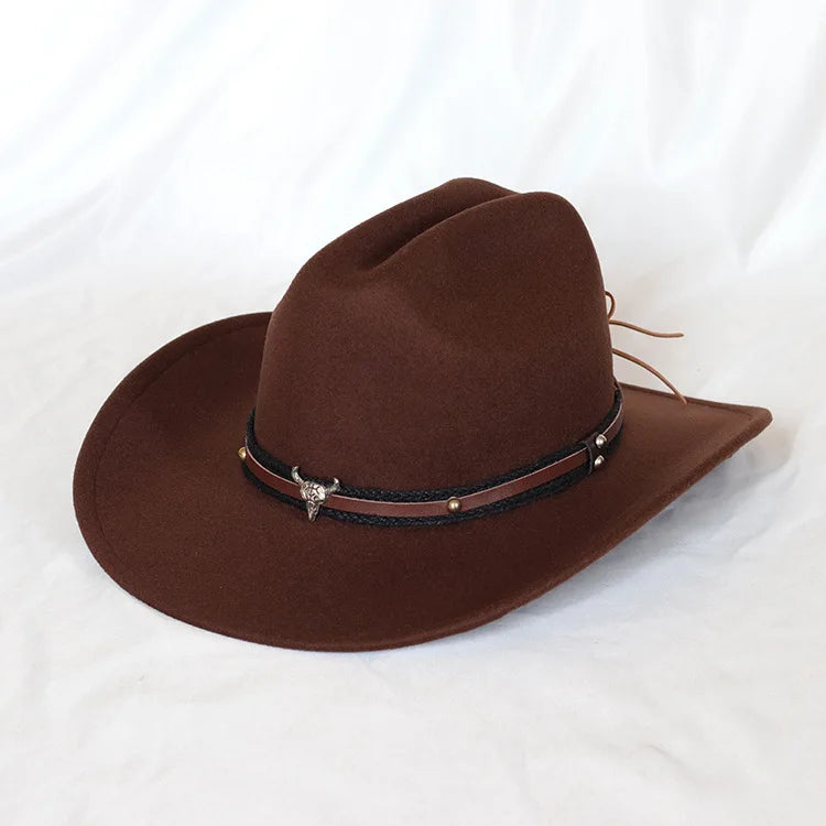 Vintage Western Cowboy Hat - Unisex Leather Wide-Brim Design for Men, Gentlemen, Ladies, Jazz Enthusiasts, Cowgirls, Church Wear, and Sombrero-Inspired Style