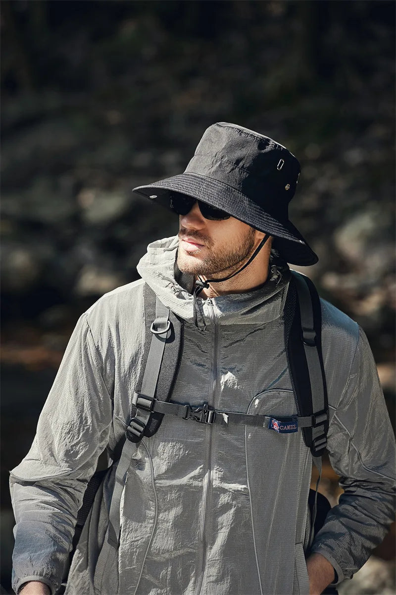 Summer Wide Large Brim Men Fisherman Hat Waterproof UV Protection Sun cap Hiking Fishing Climbing Oversized Safari Bucket Hats