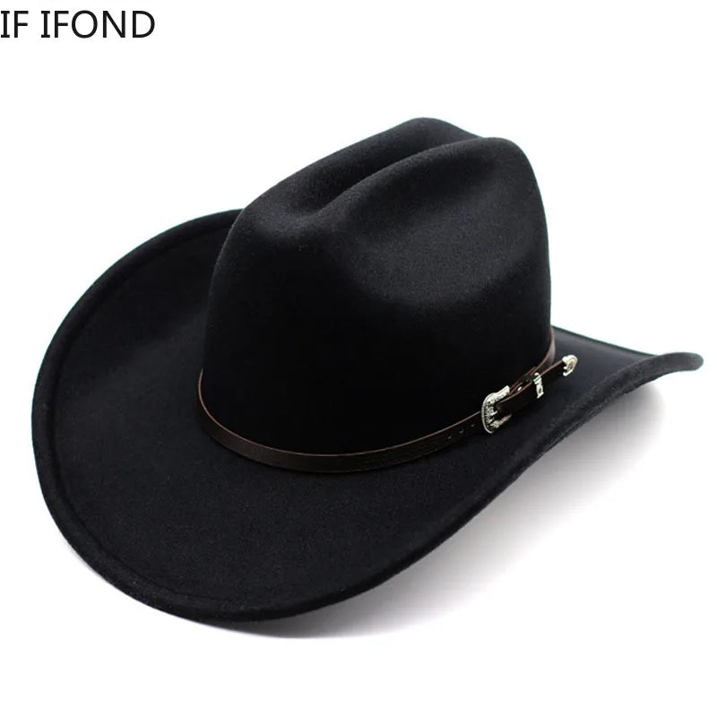 Vintage Western Cowboy Hat - Unisex Leather Wide-Brim Design for Men, Gentlemen, Ladies, Jazz Enthusiasts, Cowgirls, Church Wear, and Sombrero-Inspired Style