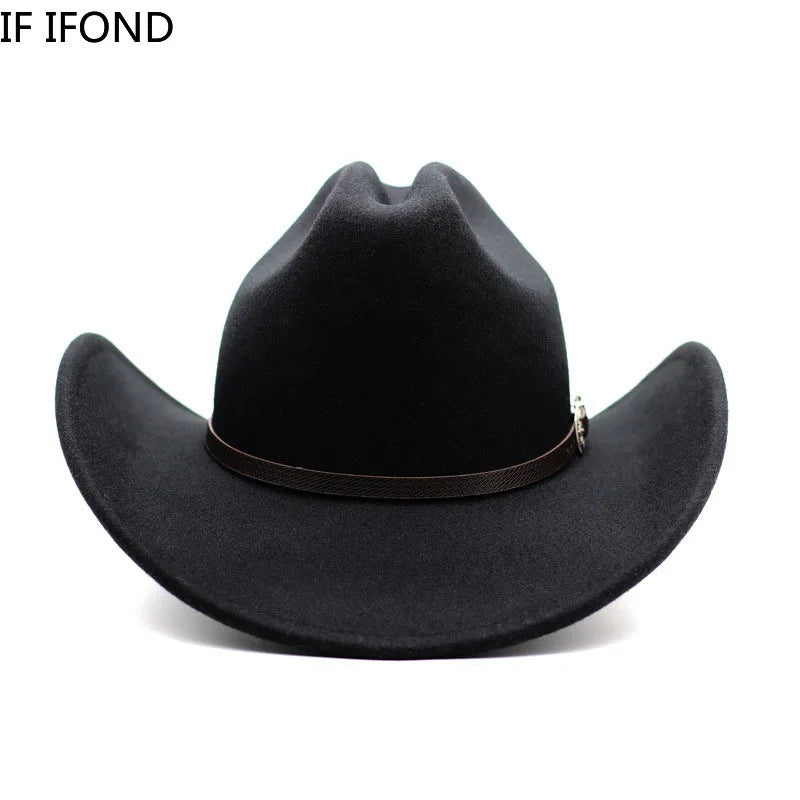 Vintage Western Cowboy Hat - Unisex Leather Wide-Brim Design for Men, Gentlemen, Ladies, Jazz Enthusiasts, Cowgirls, Church Wear, and Sombrero-Inspired Style