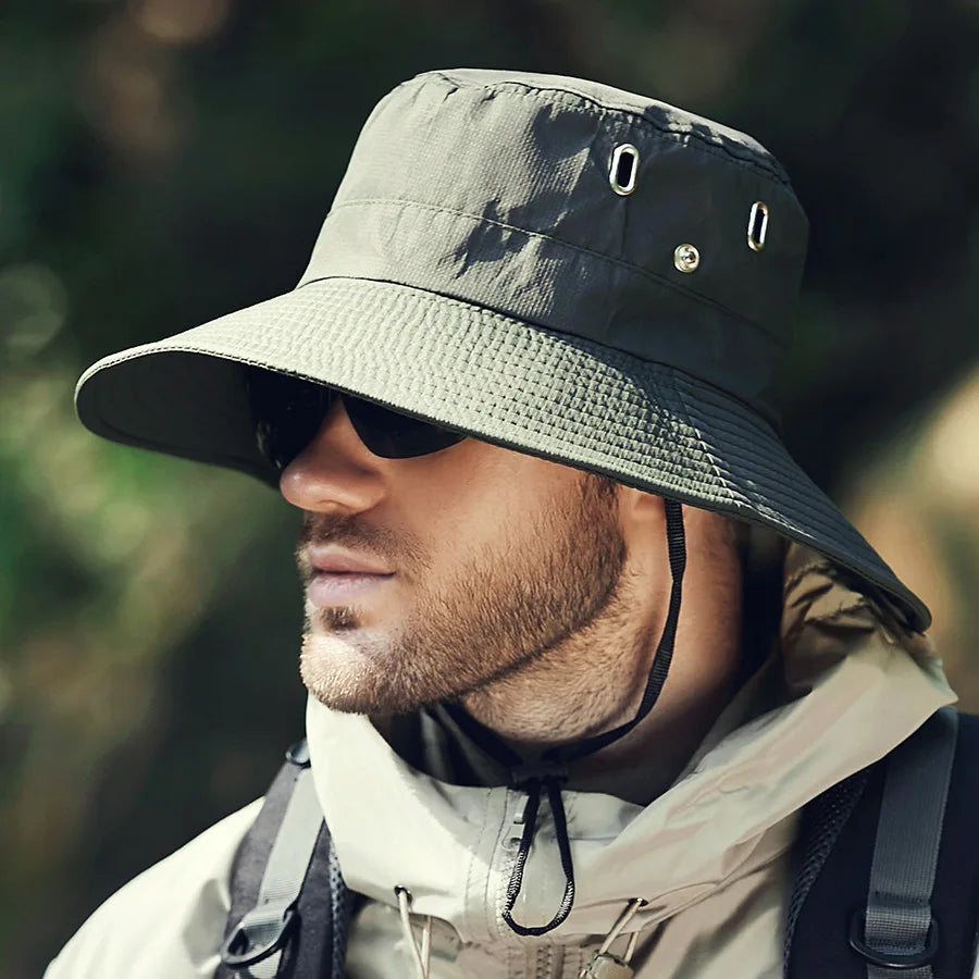 Summer Wide Large Brim Men Fisherman Hat Waterproof UV Protection Sun cap Hiking Fishing Climbing Oversized Safari Bucket Hats