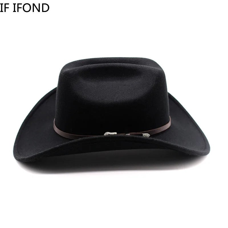 Vintage Western Cowboy Hat - Unisex Leather Wide-Brim Design for Men, Gentlemen, Ladies, Jazz Enthusiasts, Cowgirls, Church Wear, and Sombrero-Inspired Style