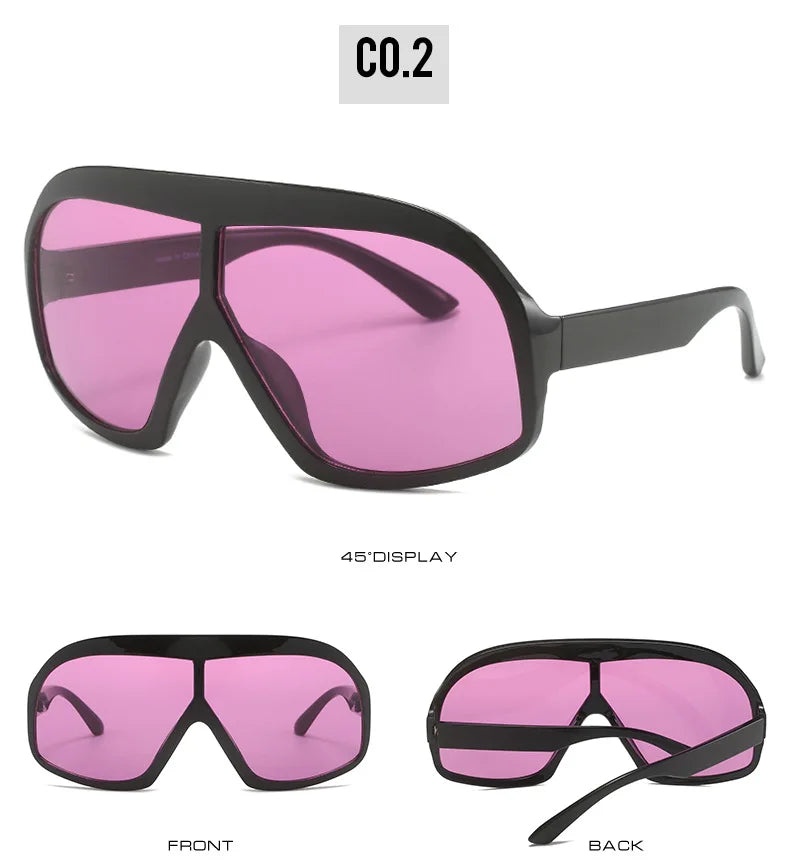 New Oversized One Piece Goggle Sunglasses Women Fashion Brand Big Shield Sun Glasses Men Trendy Luxury Outdoor UV Shades Eyewear