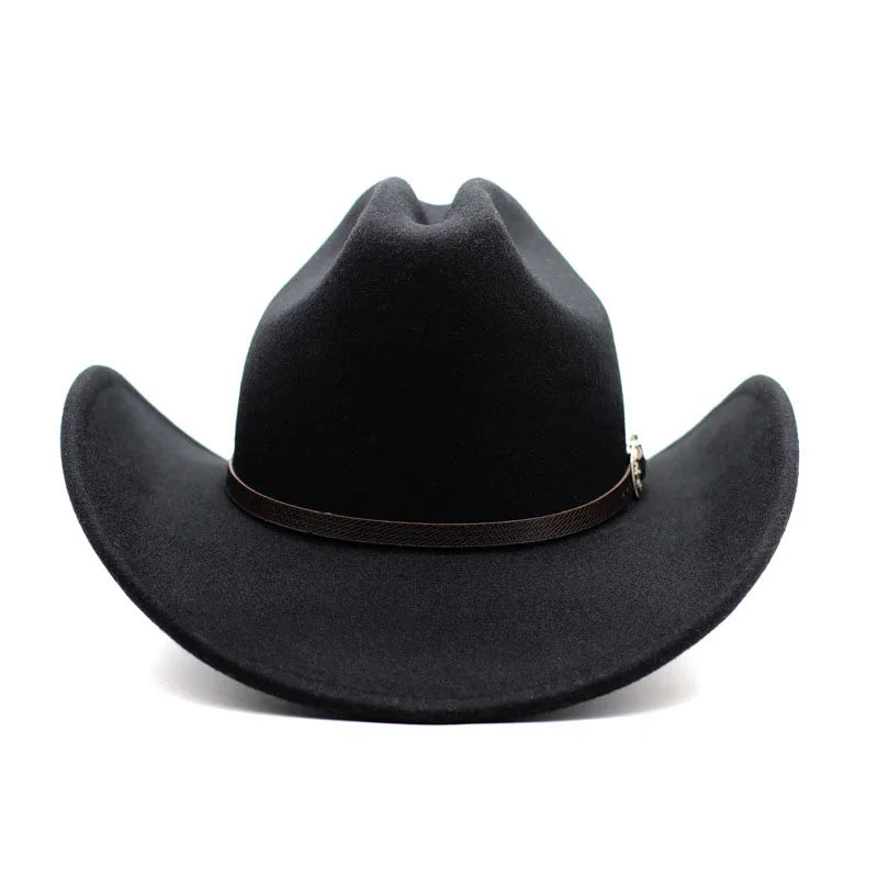 Vintage Western Cowboy Hat - Unisex Leather Wide-Brim Design for Men, Gentlemen, Ladies, Jazz Enthusiasts, Cowgirls, Church Wear, and Sombrero-Inspired Style