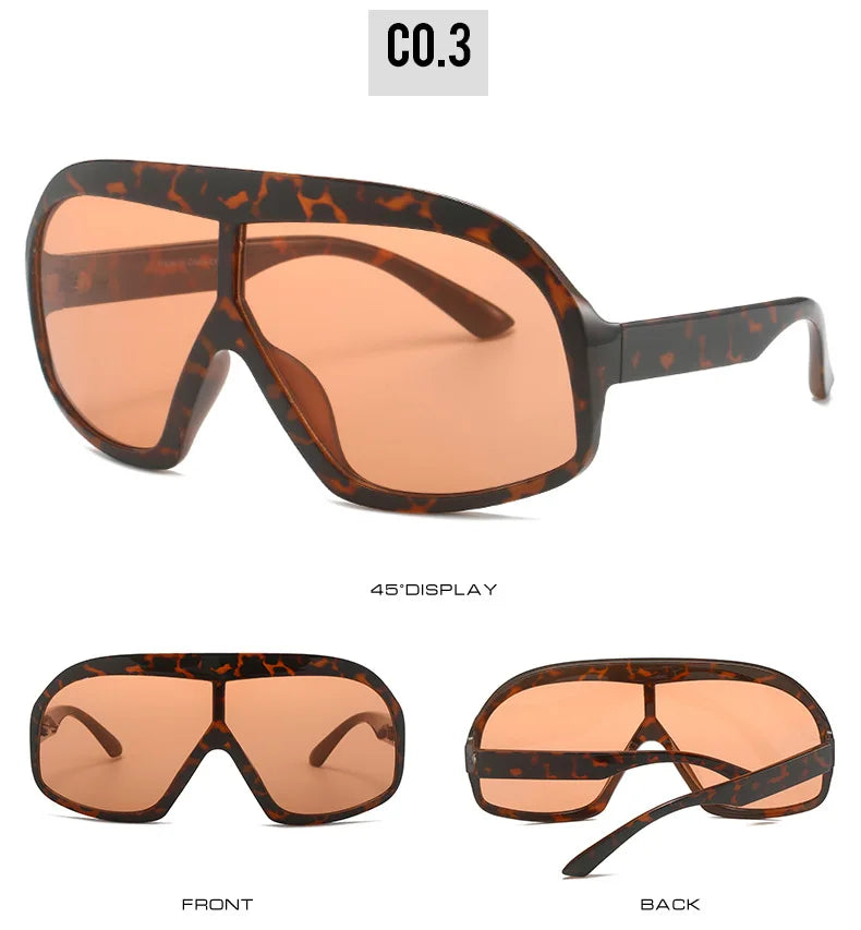 New Oversized One Piece Goggle Sunglasses Women Fashion Brand Big Shield Sun Glasses Men Trendy Luxury Outdoor UV Shades Eyewear