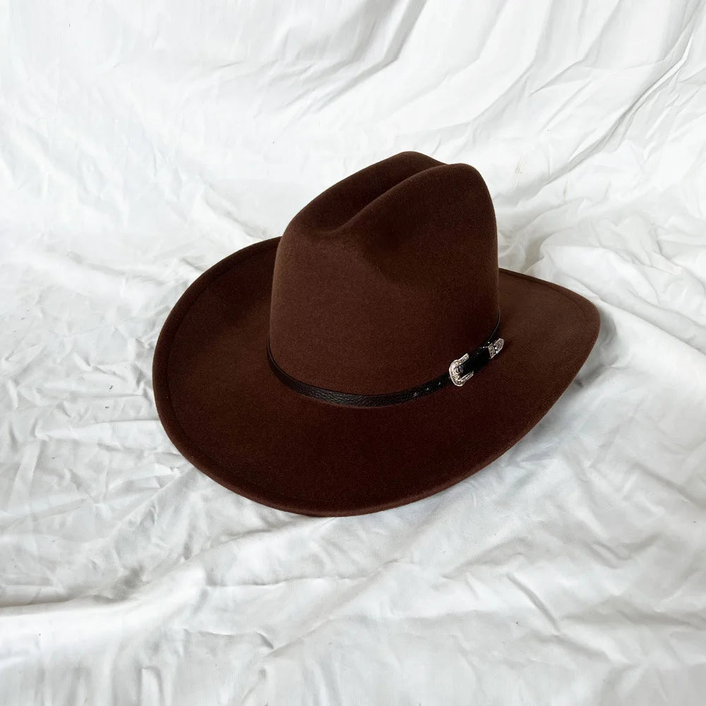 Vintage Western Cowboy Hat - Unisex Leather Wide-Brim Design for Men, Gentlemen, Ladies, Jazz Enthusiasts, Cowgirls, Church Wear, and Sombrero-Inspired Style
