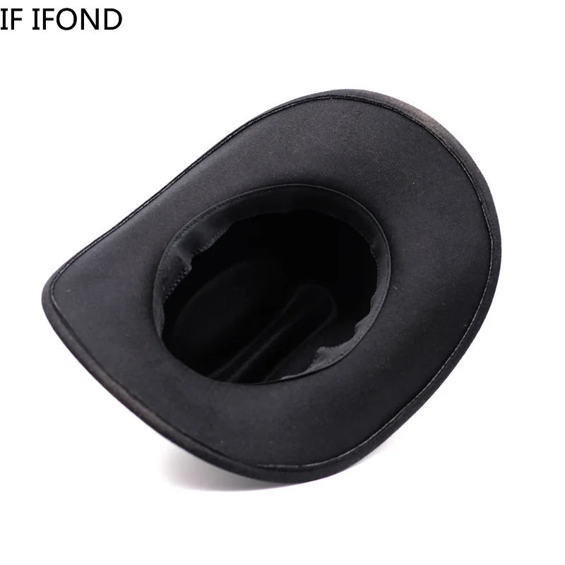 Vintage Western Cowboy Hat - Unisex Leather Wide-Brim Design for Men, Gentlemen, Ladies, Jazz Enthusiasts, Cowgirls, Church Wear, and Sombrero-Inspired Style