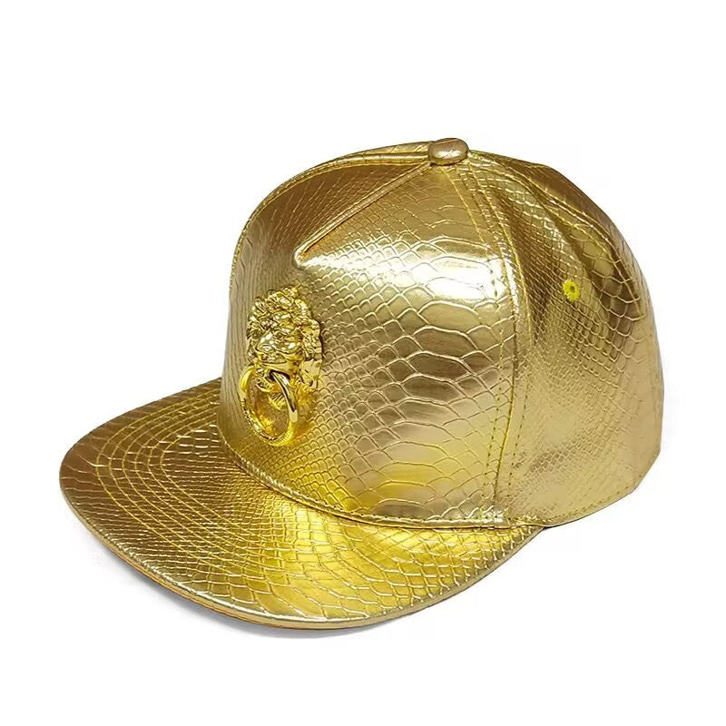 Men's PU Leather Hip-hop Baseball Cap — cap, alternate view