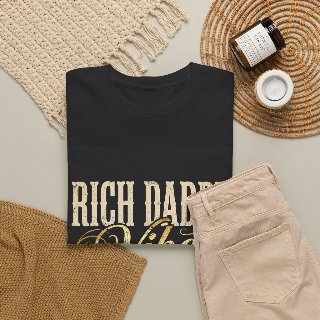 Rich Daddy Vibes T-Shirt — Vintage Gold Script Dad Tee