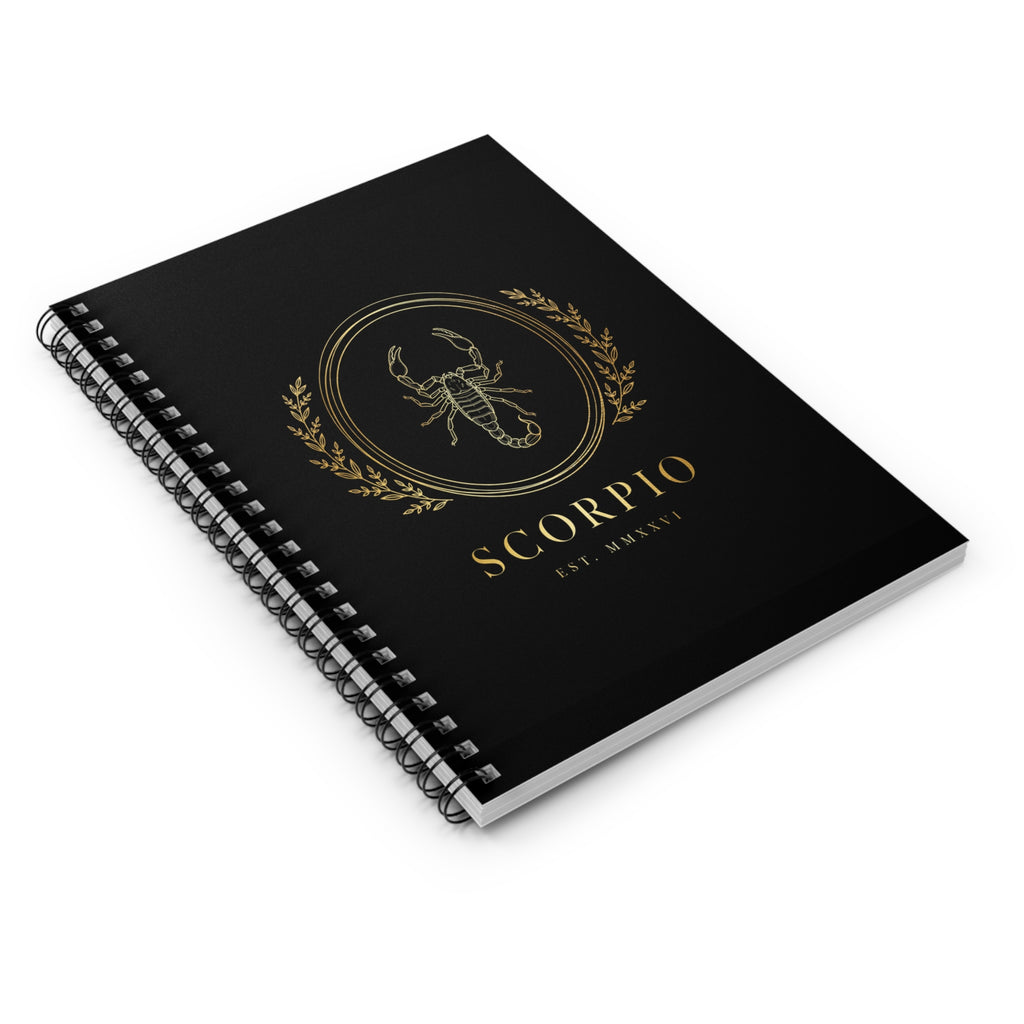 Scorpio Luxe Crest — Gold Line Zodiac Notebook