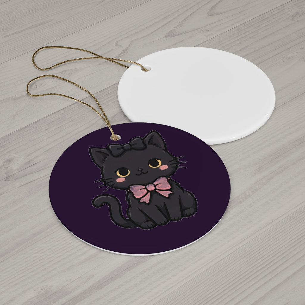 Gothmas Black Cat & Bows Ornament — Creepy-Cute