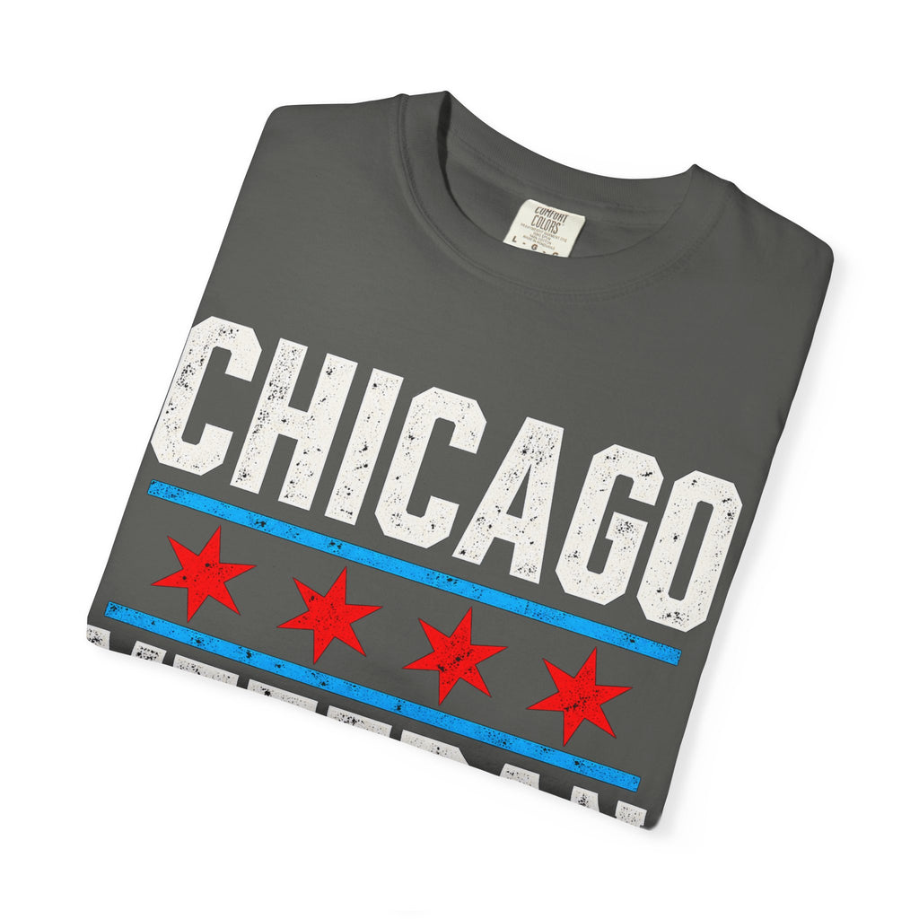 Chicago Veteran — Never Fold | Bold Front Garment-Dyed Tee