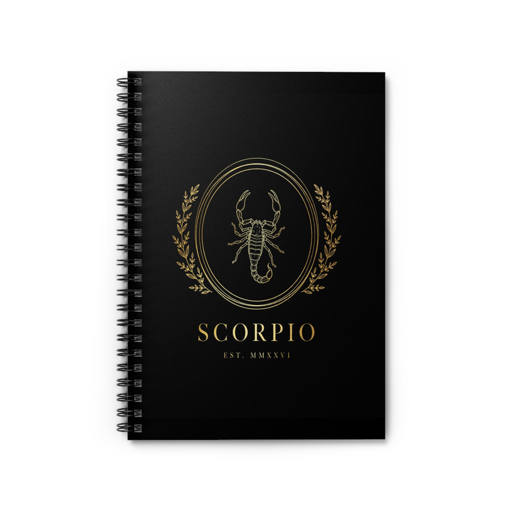 Scorpio Luxe Crest — Gold Line Zodiac Notebook