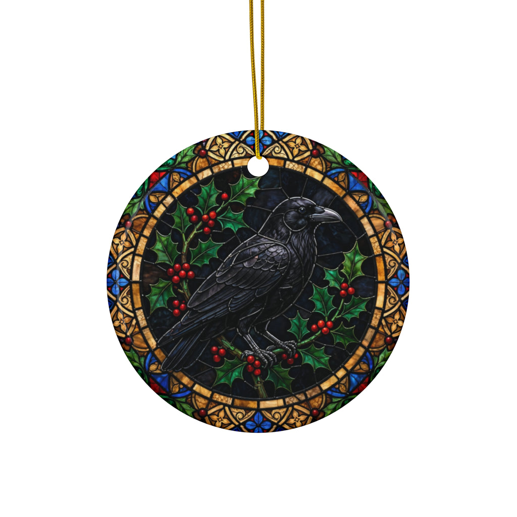 Gothmas Crow & Holly Ornament — Stained Glass