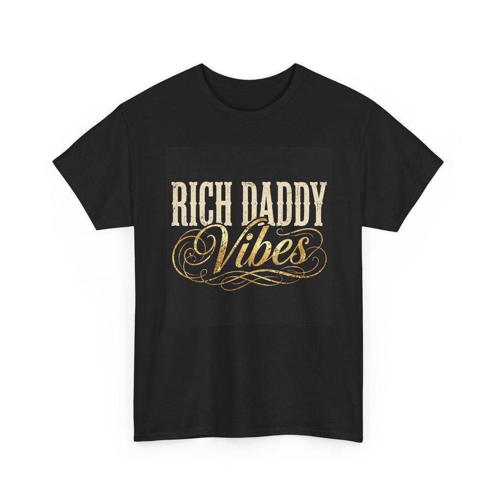 Rich Daddy Vibes T-Shirt — Vintage Gold Script Dad Tee