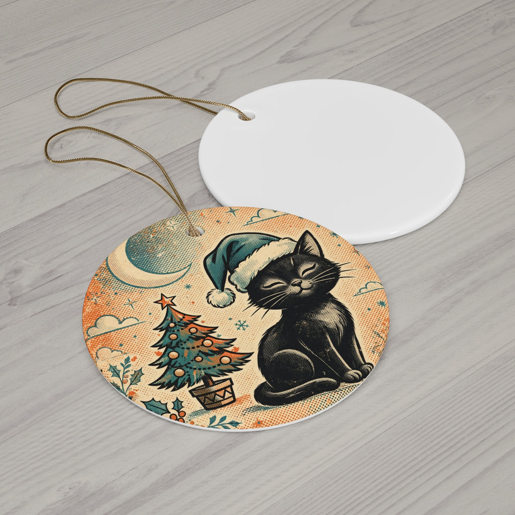 Gothmas Black Cat Santa Ornament — Vintage Postcard