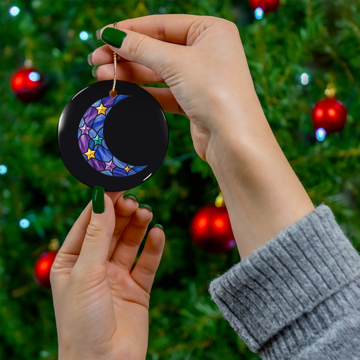 Gothmas Celestial Moon Ornament — Stained Glass