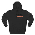 Claws Down hoodie front — muted grizzly bear print on black heavyweight hoodie