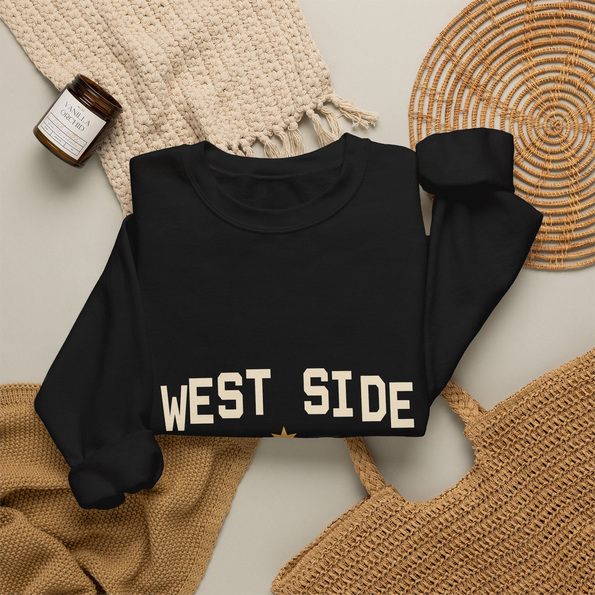 GLAMAZON AVE — West Side Story Crewneck | Black & Gold