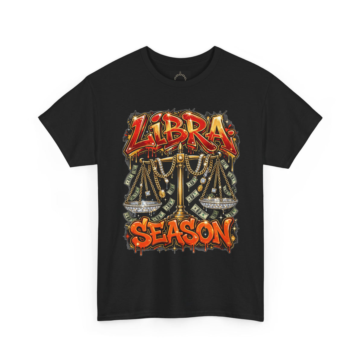 Libra Season T-Shirt — Astrology Scales Graphic Tee — graphic t-shirt, front view