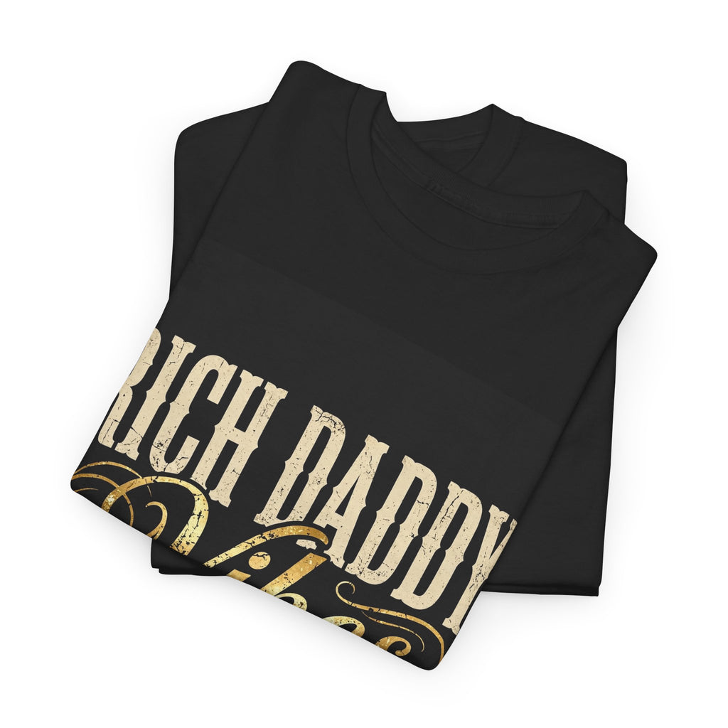 Rich Daddy Vibes T-Shirt — Vintage Gold Script Dad Tee