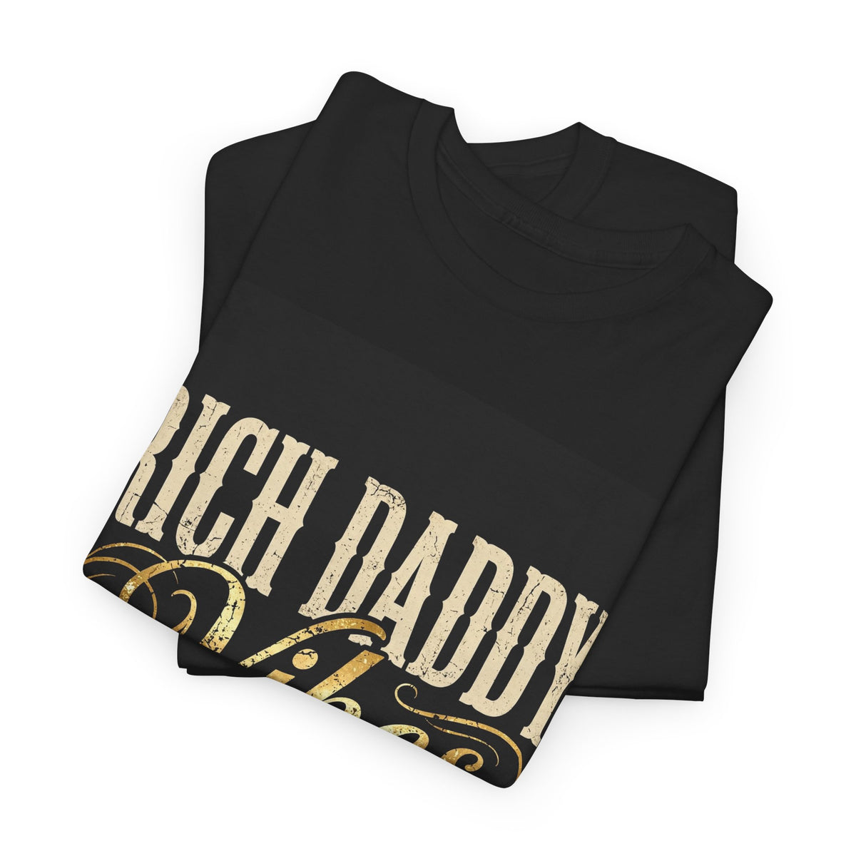 Rich Daddy Vibes T-Shirt — Vintage Gold Script Dad Tee