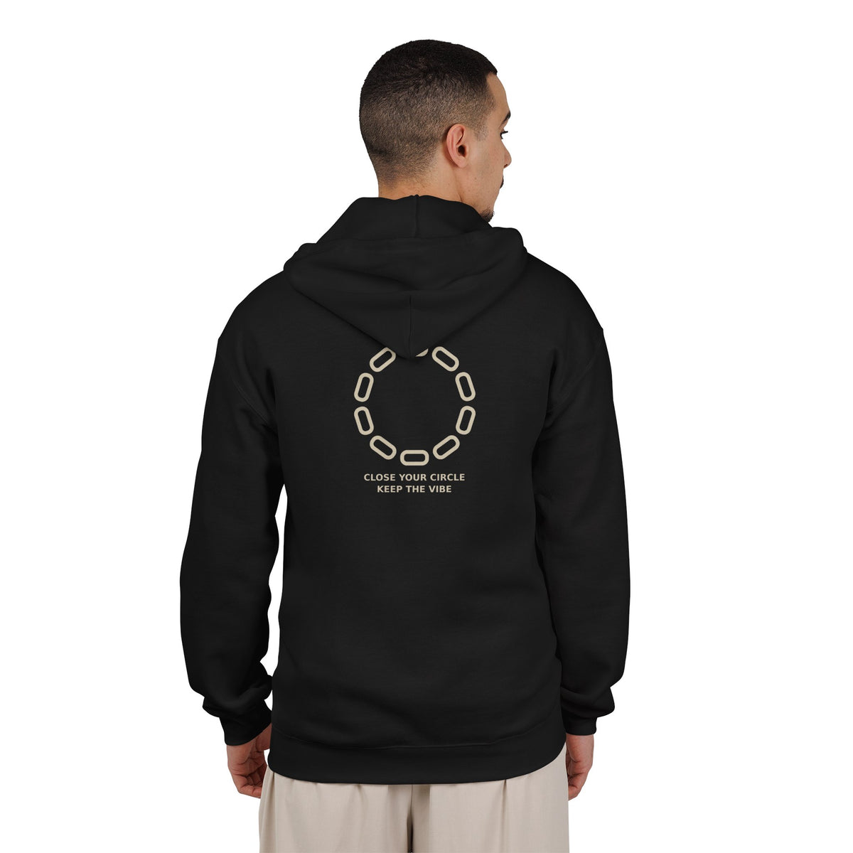 Zip Hoodie - "Close Your Circle, Keep The Vibe" Minimal Chain Graphic
