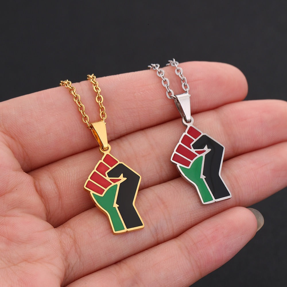 Raised Fist — Stainless Steel Pendant Necklace