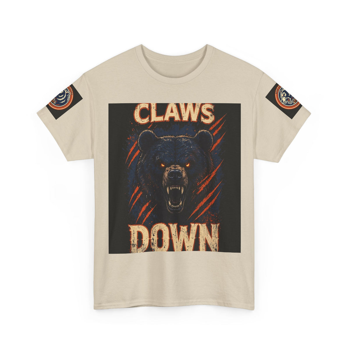 Claws Down Heavy Cotton Tee — graphic t-shirt, detail view