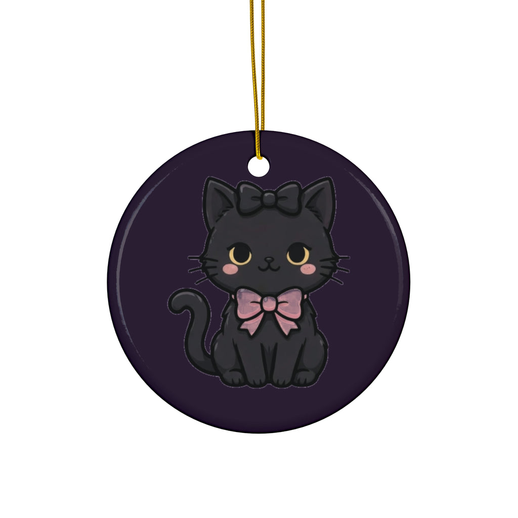 Gothmas Black Cat & Bows Ornament — Creepy-Cute