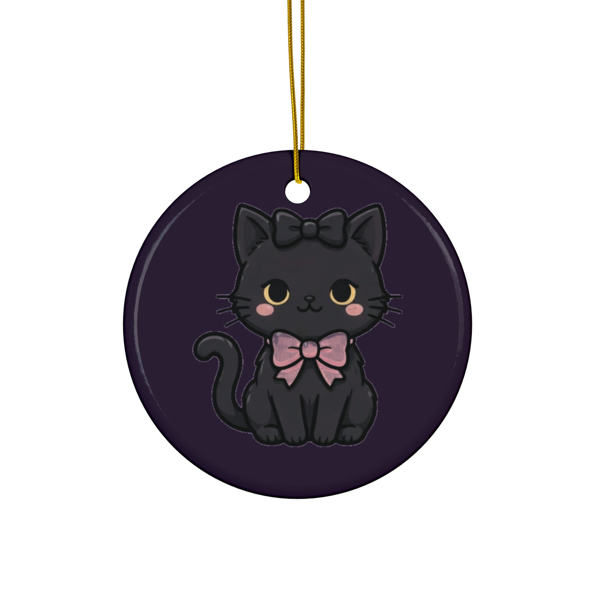 Gothmas Black Cat & Bows Ornament — Creepy-Cute