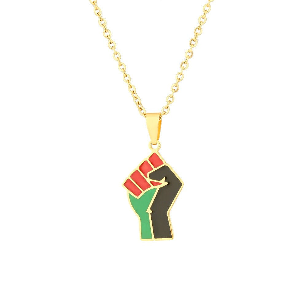 Raised Fist — Stainless Steel Pendant Necklace