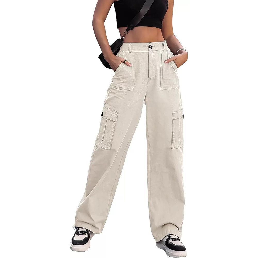 Women Multi Pockets Cargo Pants Spring Autumn Loose Wide ... — pants, alternate view