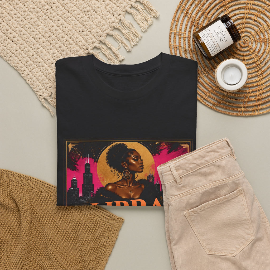 Golden Libra Season Tee — Chicago Skyline Zodiac Shirt