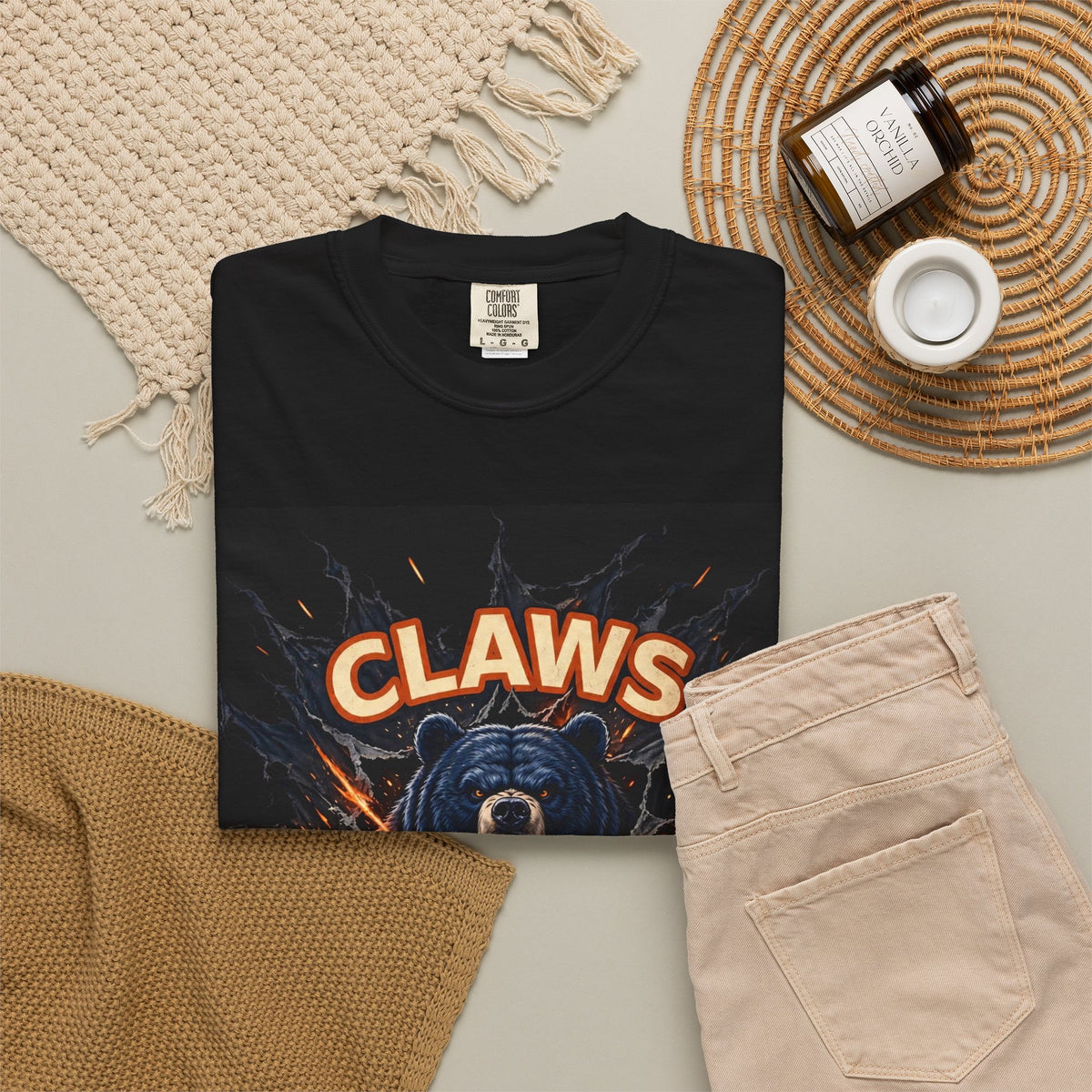 Claws Down Garment-Dyed Tee — graphic t-shirt, alternate view