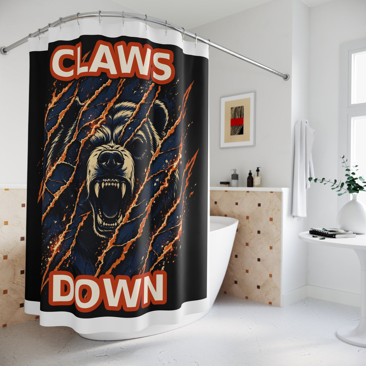 Bear Claws Down Shower Curtain – Vintage Horror Wildlife ... — shower curtain, alternate view