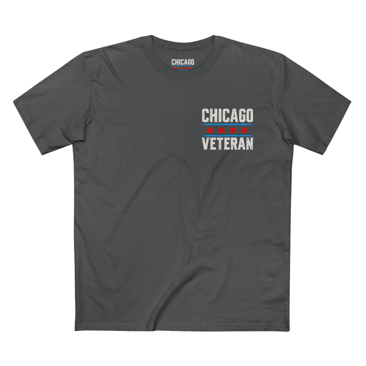 Chicago Veteran — Never Fold | Small Front Staple Tee