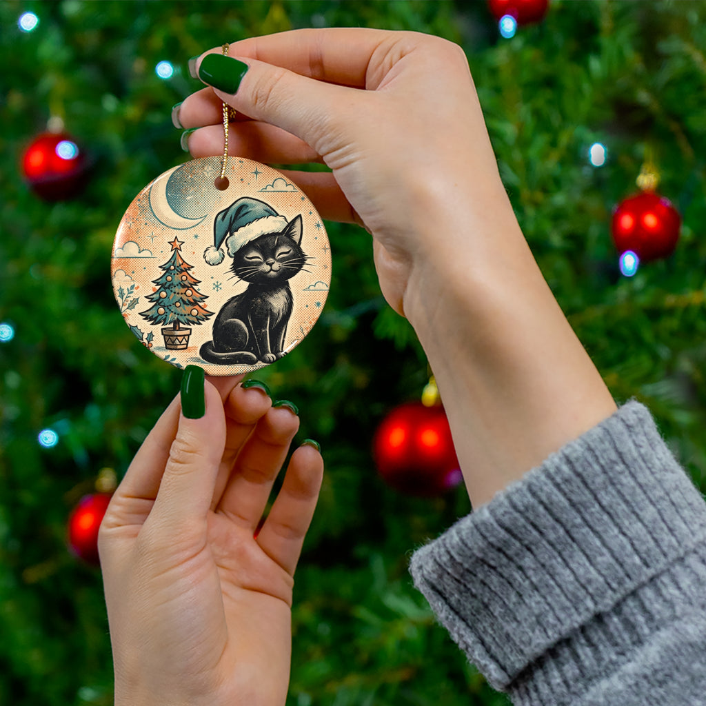 Gothmas Black Cat Santa Ornament — Vintage Postcard
