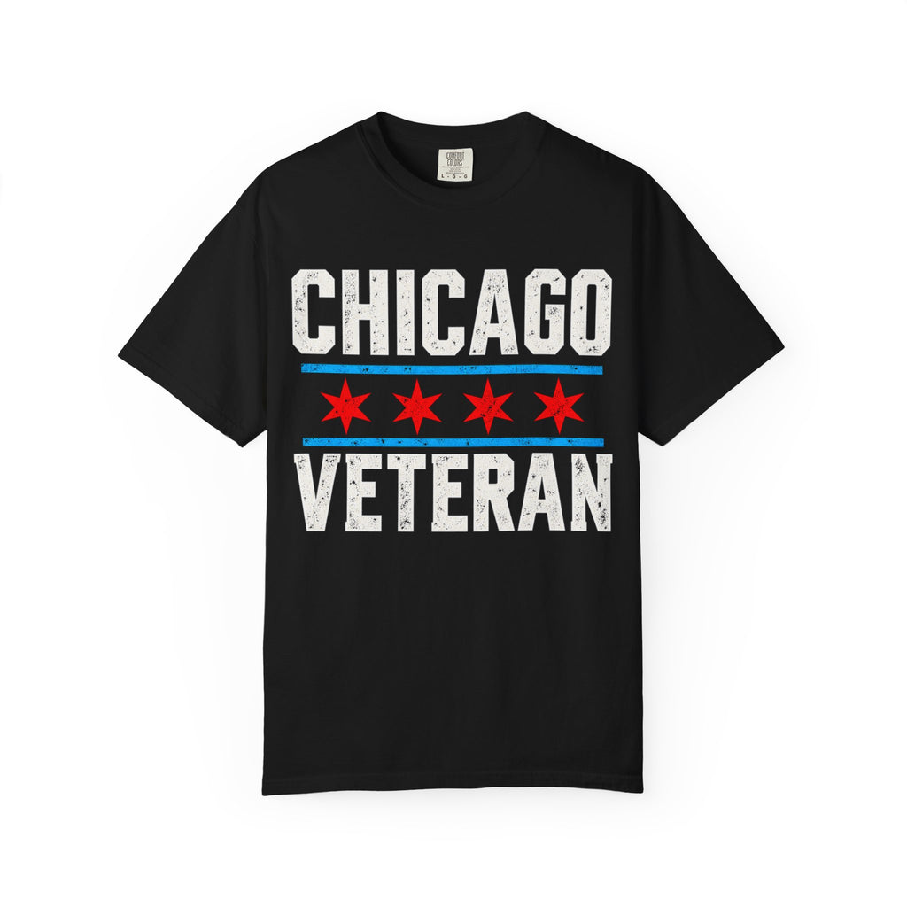Chicago Veteran — Never Fold | Bold Front Garment-Dyed Tee