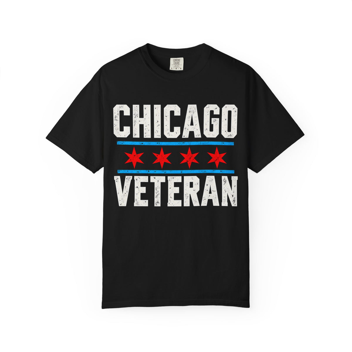 Chicago Veteran — Never Fold | Bold Front Garment-Dyed Tee