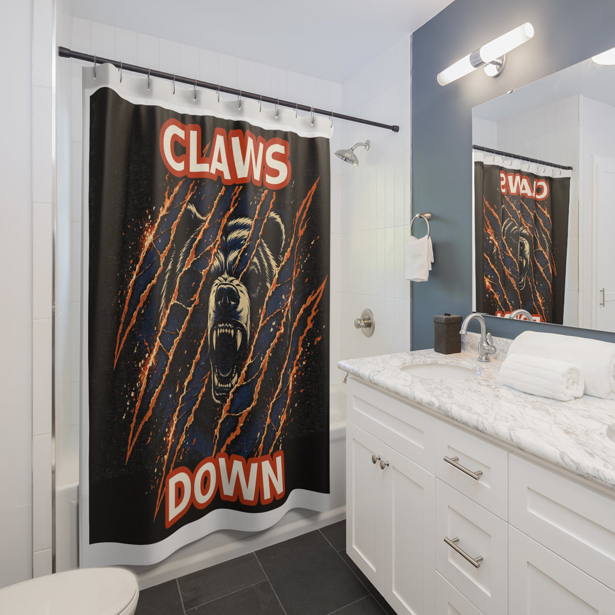 Bear Claws Down Shower Curtain – Vintage Horror Wildlife ... — shower curtain, alternate view